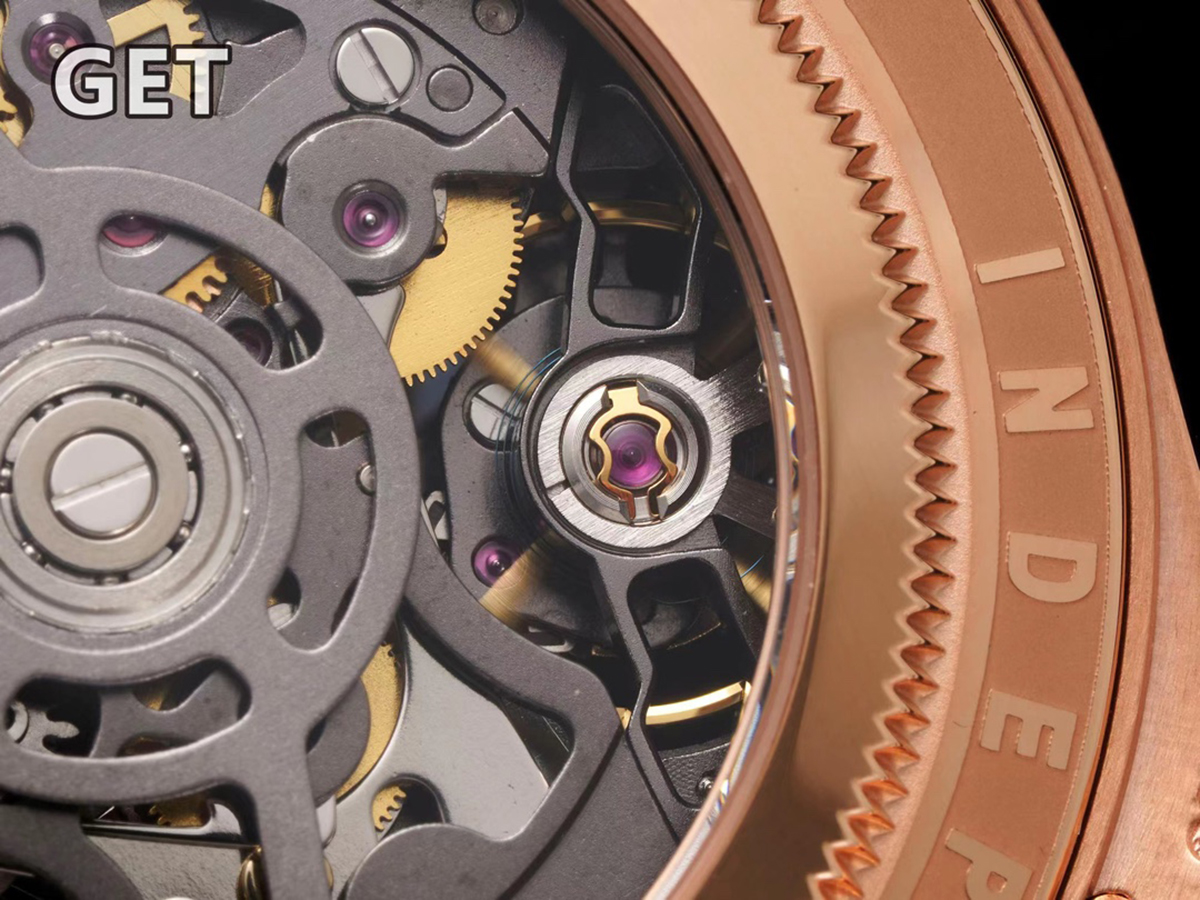 Blaken Daytona Skeleton Dial with Rainbow D1am0nd Bezel in Rose Gold